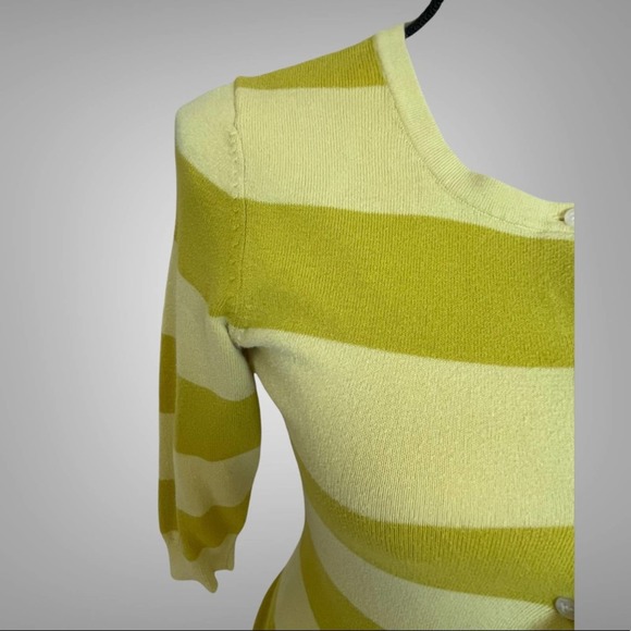 The Limited Dark Yellow/Yellow Stripe Cardigan with 3/4 length sleeves Size XS - Picture 2 of 6